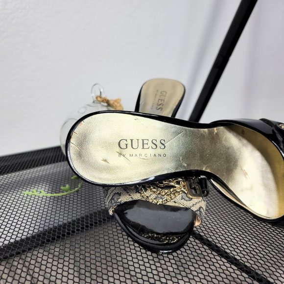 Guess By Marciano Gwadeline Black & Gold Sandals - Picture 3 of 10